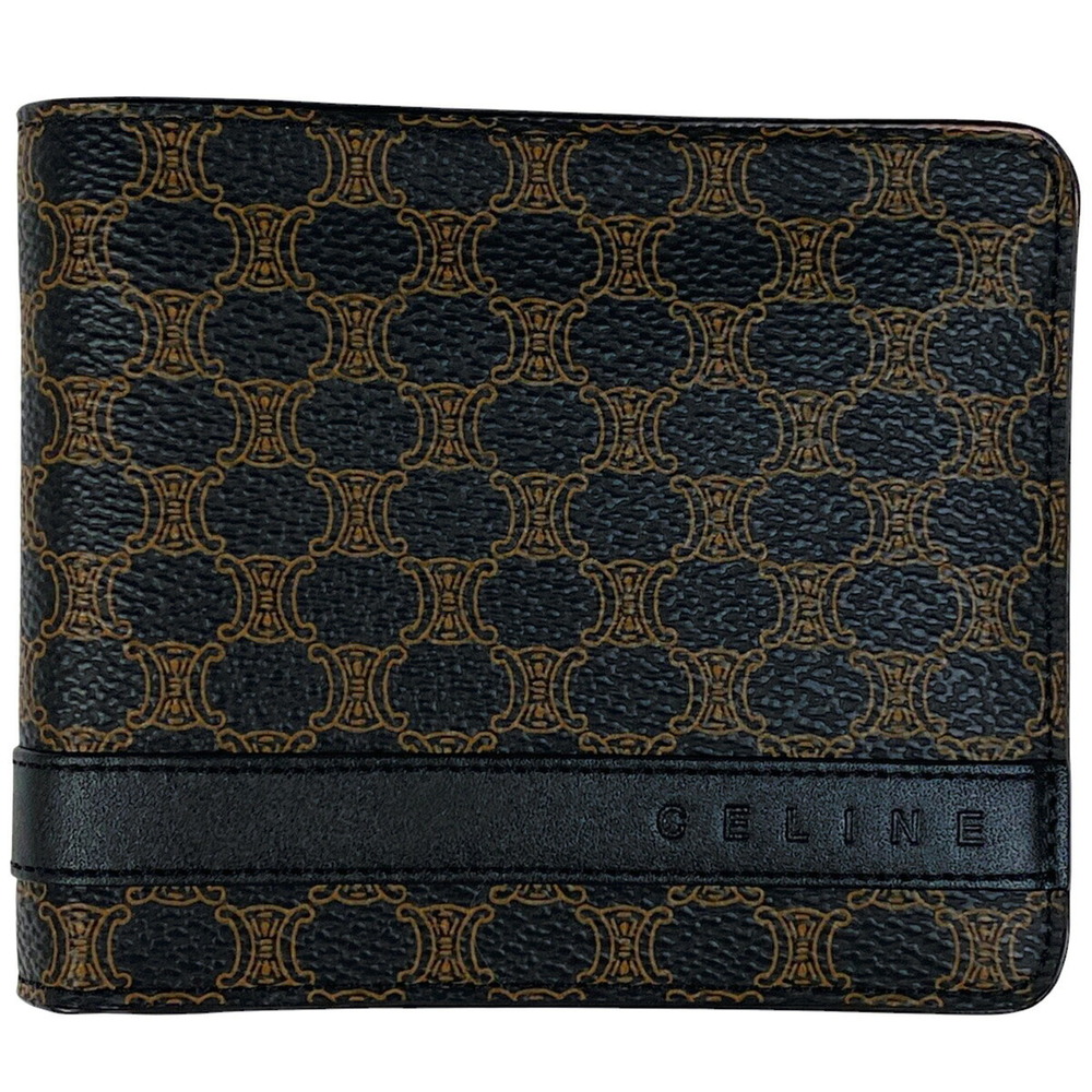 Celine Macadam bifold wallet compartment canvas black brown